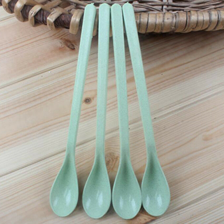 Childrens Safety Wheat Straw Spoon Cutlery Cooking Utensils At Home Flatware
