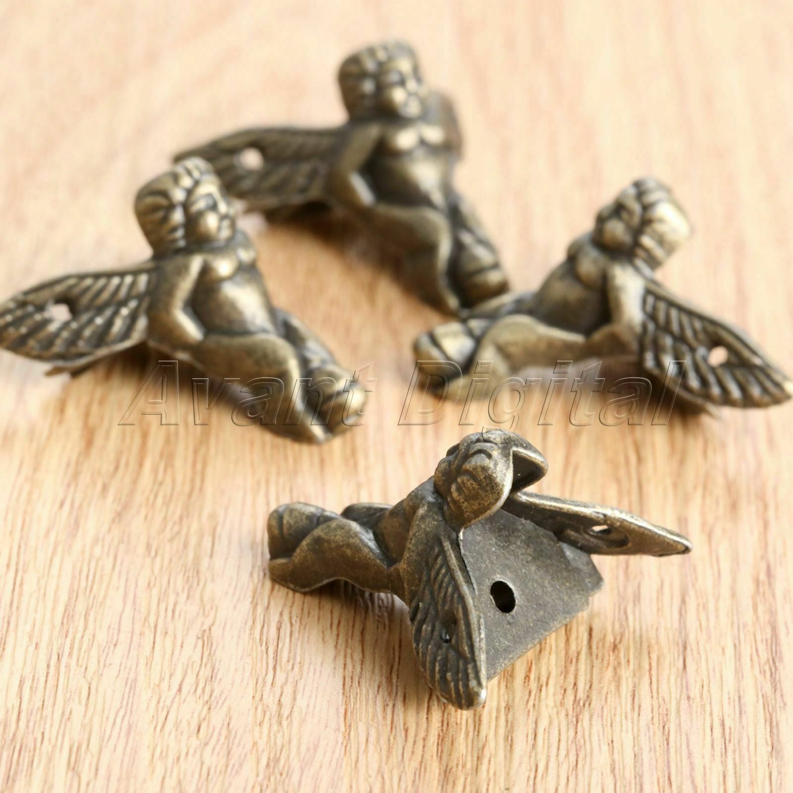 Retro Jewelry Gift Box Chest Table Feet Leg Corner Protectors Angel Style 4pcs
