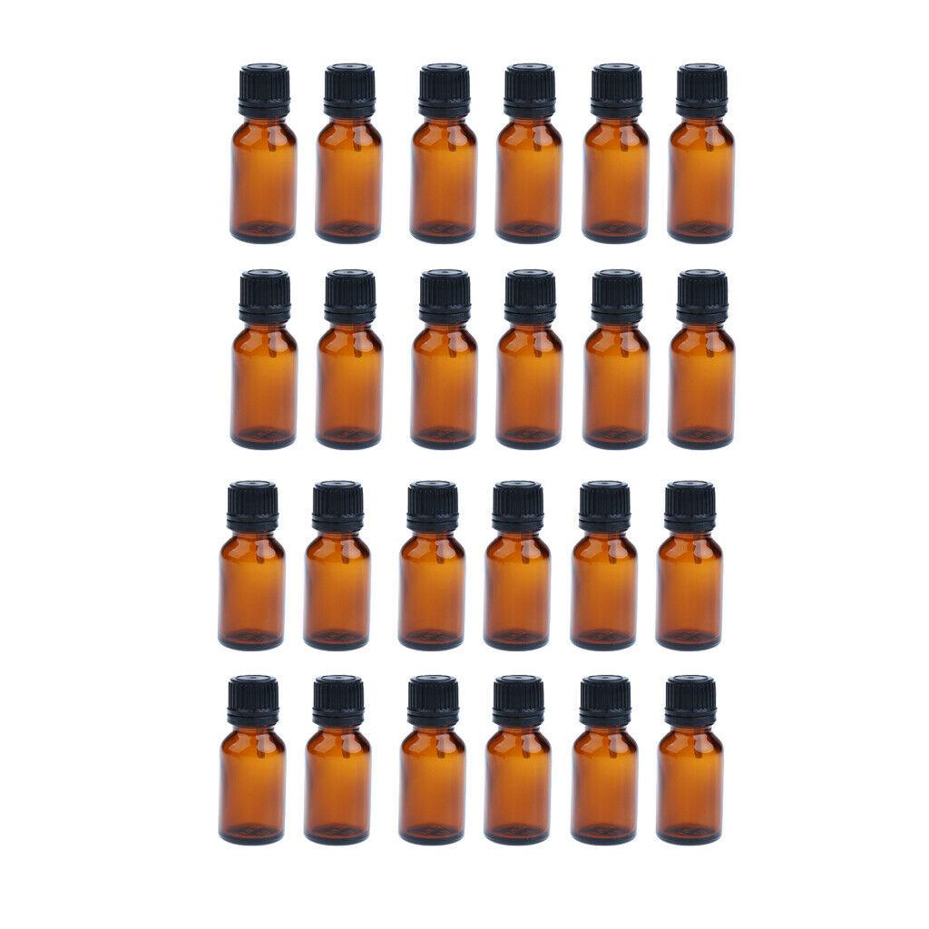24pcs Travel Essential Oils Glass Amber Empty Brown Bottles Cosmetic Container