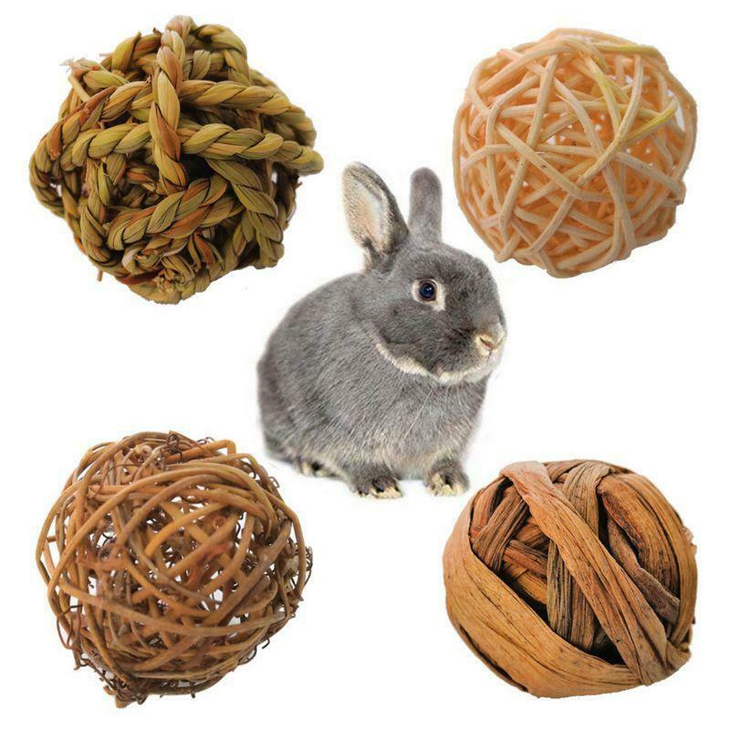 4Pcs Natural Small Animal Activity Chew Toys Rabbits Bird Parrot Play Rattan