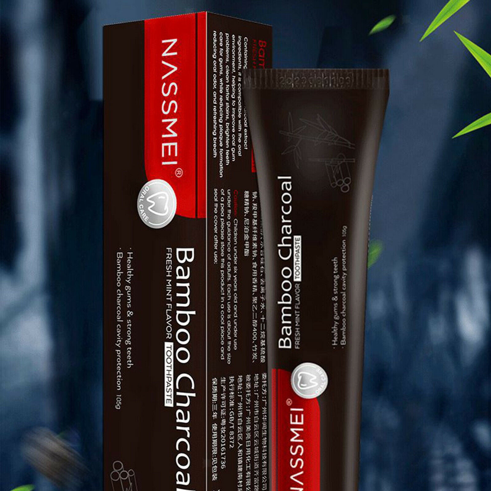 Bamboo Activated Charcoal Toothpaste Polishes Teeth Whitener Stain Remover
