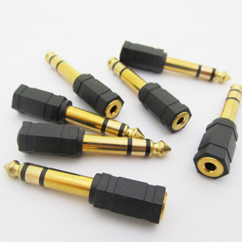 2pcs Stereo 6.35mm male to 3.5mm Hex Head  Jack Audio Adapter