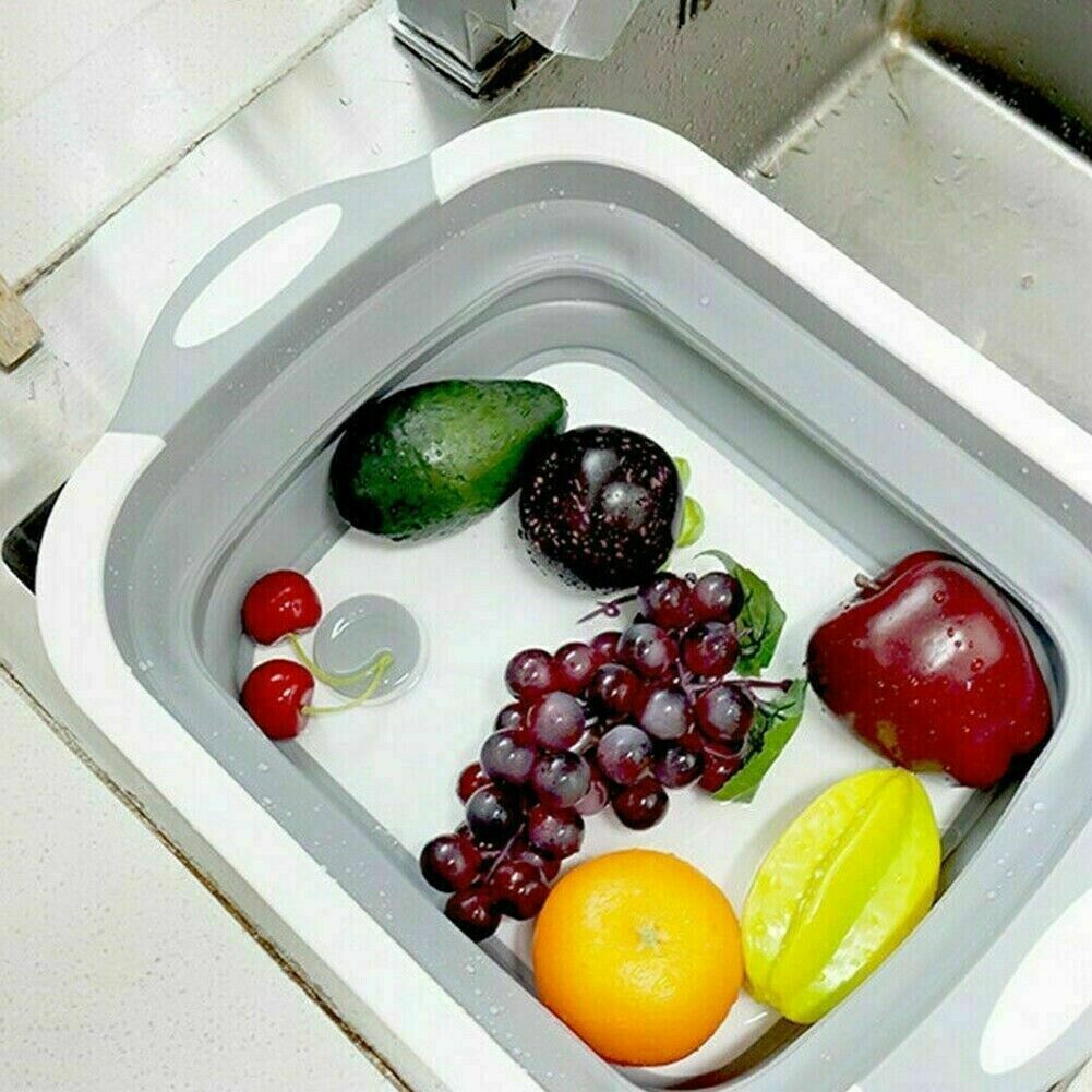 Folding Chopping Cutting Board Drain Vegetable Basket Multi-Function 2 In 1 NR9