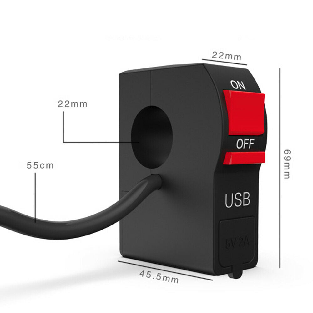 Multifunction Motorcycle Scooter USB Phone Charger 7/8 Handlebar Switch Assembly