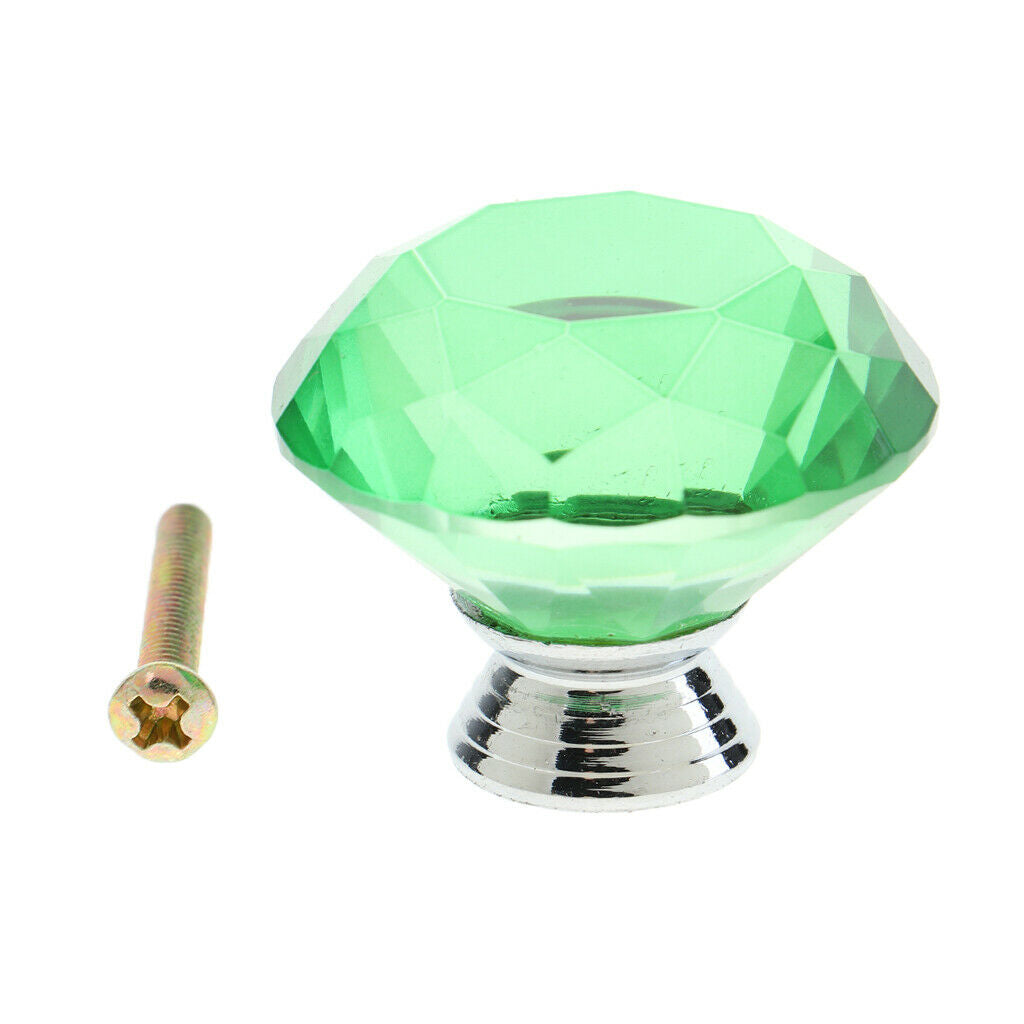 Crystal Diamond Shaped Door Handle Cabinet Cupboard Pull Knob Handle Green