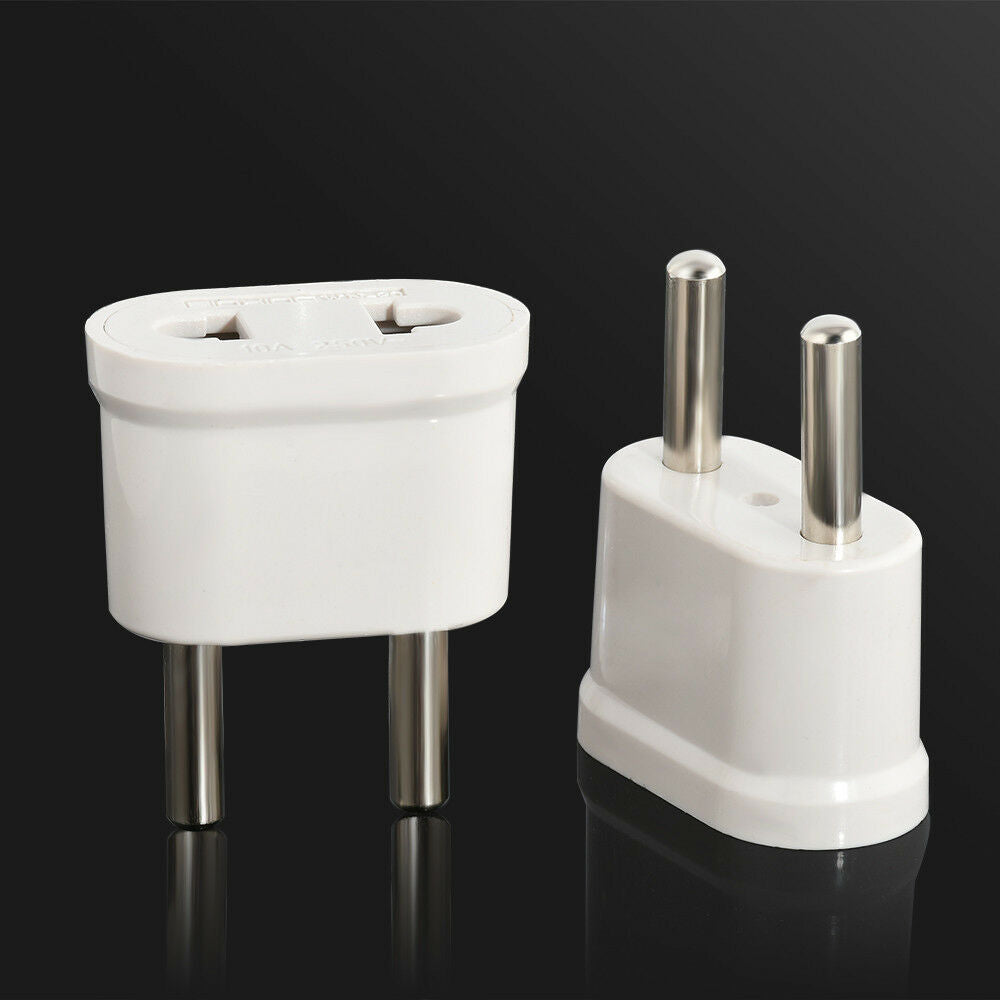 2X White Travel Charger Wall AC Power Plug Adapter Converter US USA to EU Europe