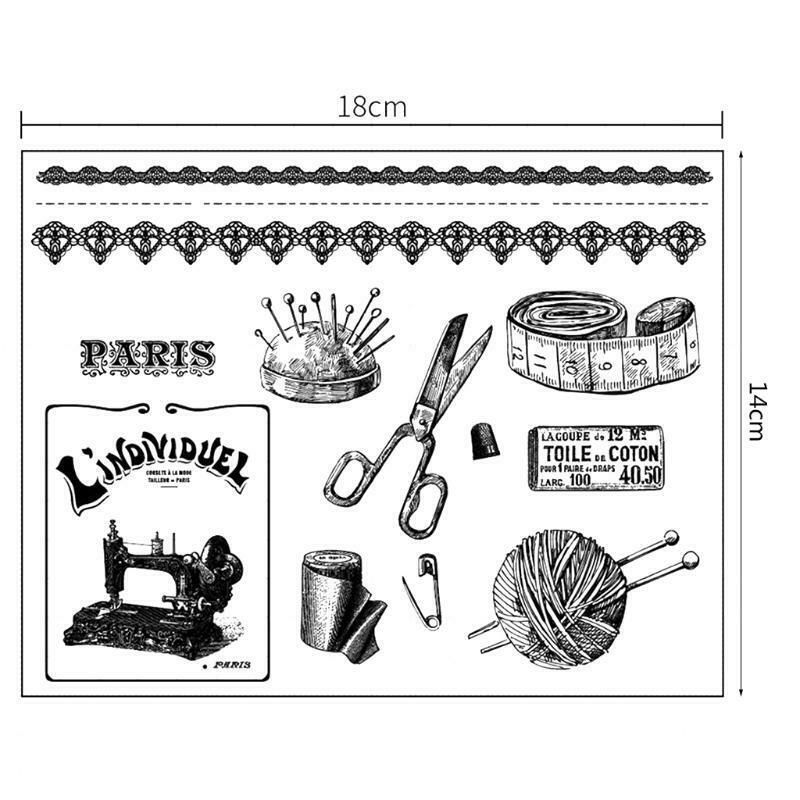Sewing Scissors Silicone Clear Seal Stamp DIY Scrapbooking Embossing Photo Album