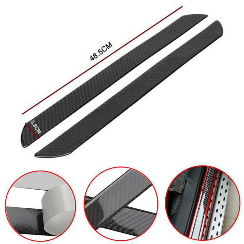 2x48.5CM Carbon Fiber Car Scuff Plate Door Sill Cover Panel Step Protector Guard