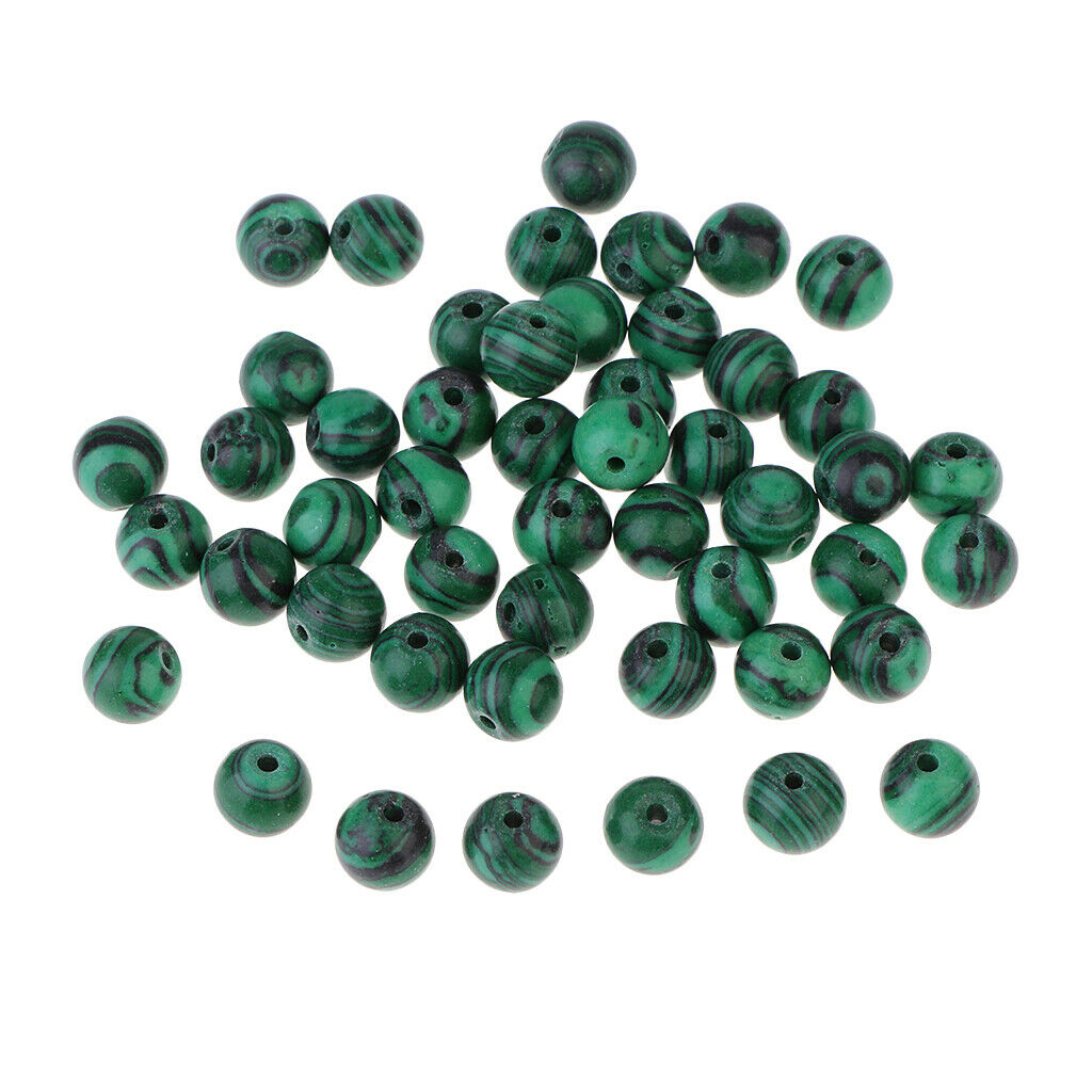 50 Pcs 8mm Green Natural Malachite Beads Gemstones For Jewelry Making