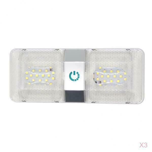 3 Pieces 48LED Dual Lamp Touch Dimmable Car Reading Light 11-18V 6000-6500k