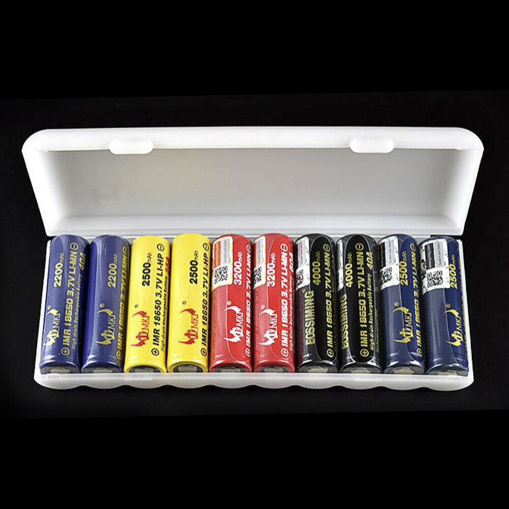 18650 Battery Storage Case Box Organizer Holder White for 10 x18650 Batteries
