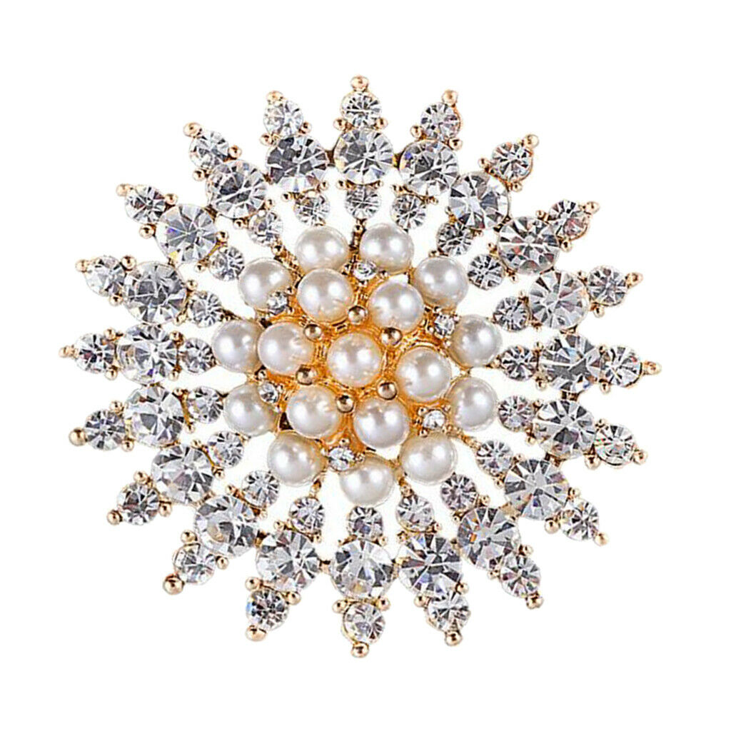 Women Lady Crystal Wedding Flower Bouquet Brooch Collar Lapel Badge Charms