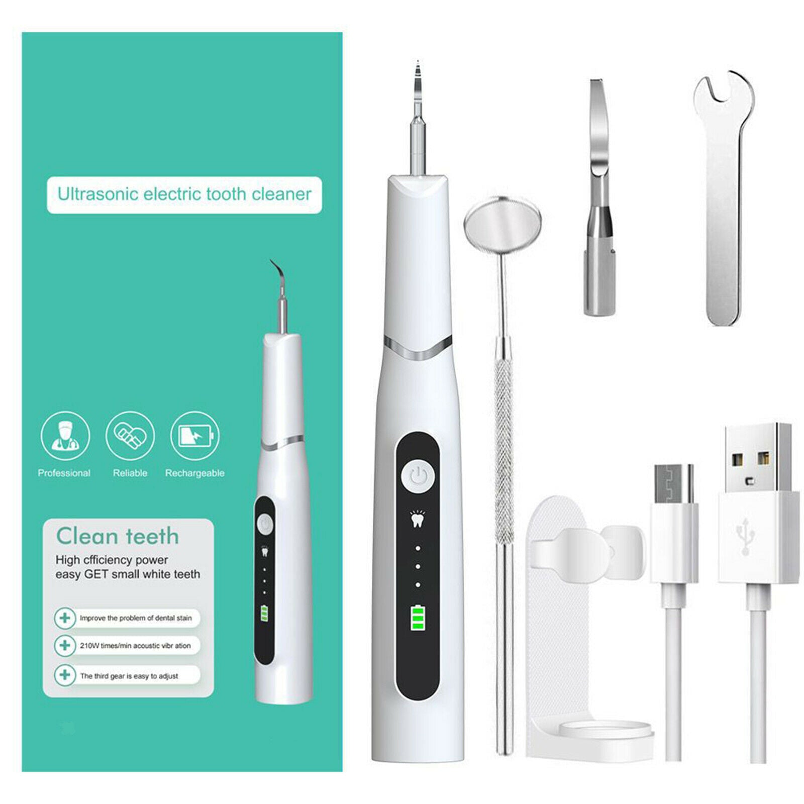 Plaque Remover for Teeth Ultrasonic Teeth Cleaner Kit Tooth Stain Removal