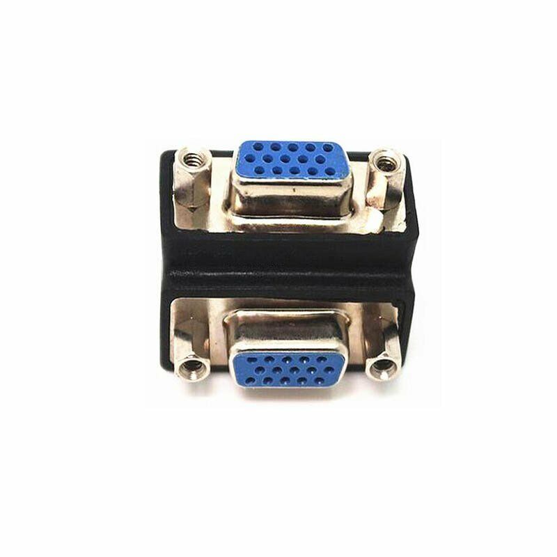 New 90 Degree Right Angle 15 Pin VGA SVGA Female To Female Converter Adapter tt