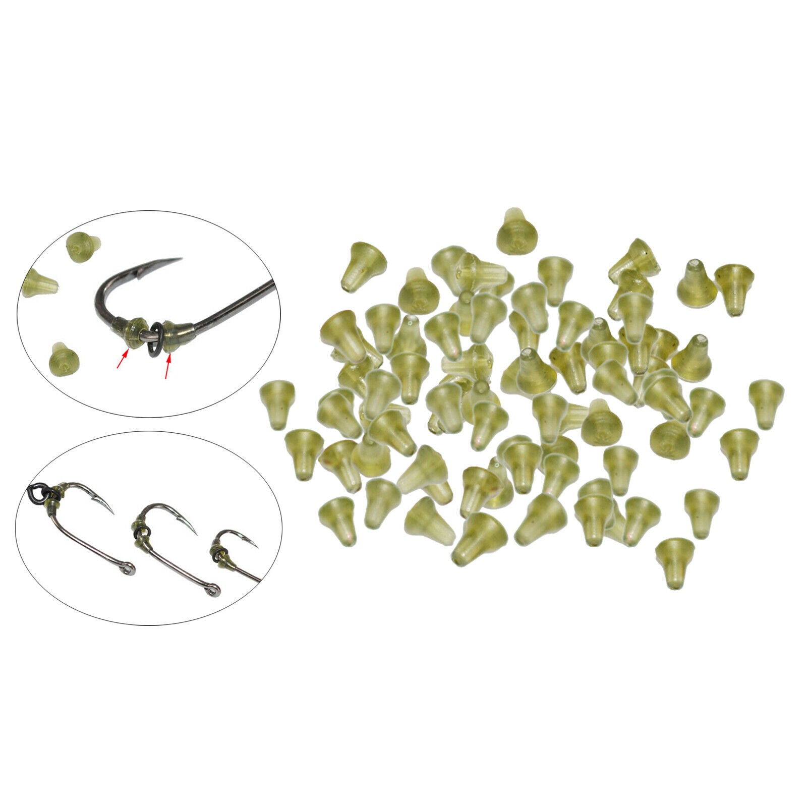 100pack Hook Stops Rubber Beads Carp Fishing Sliding Bait Rig Stopper Holder