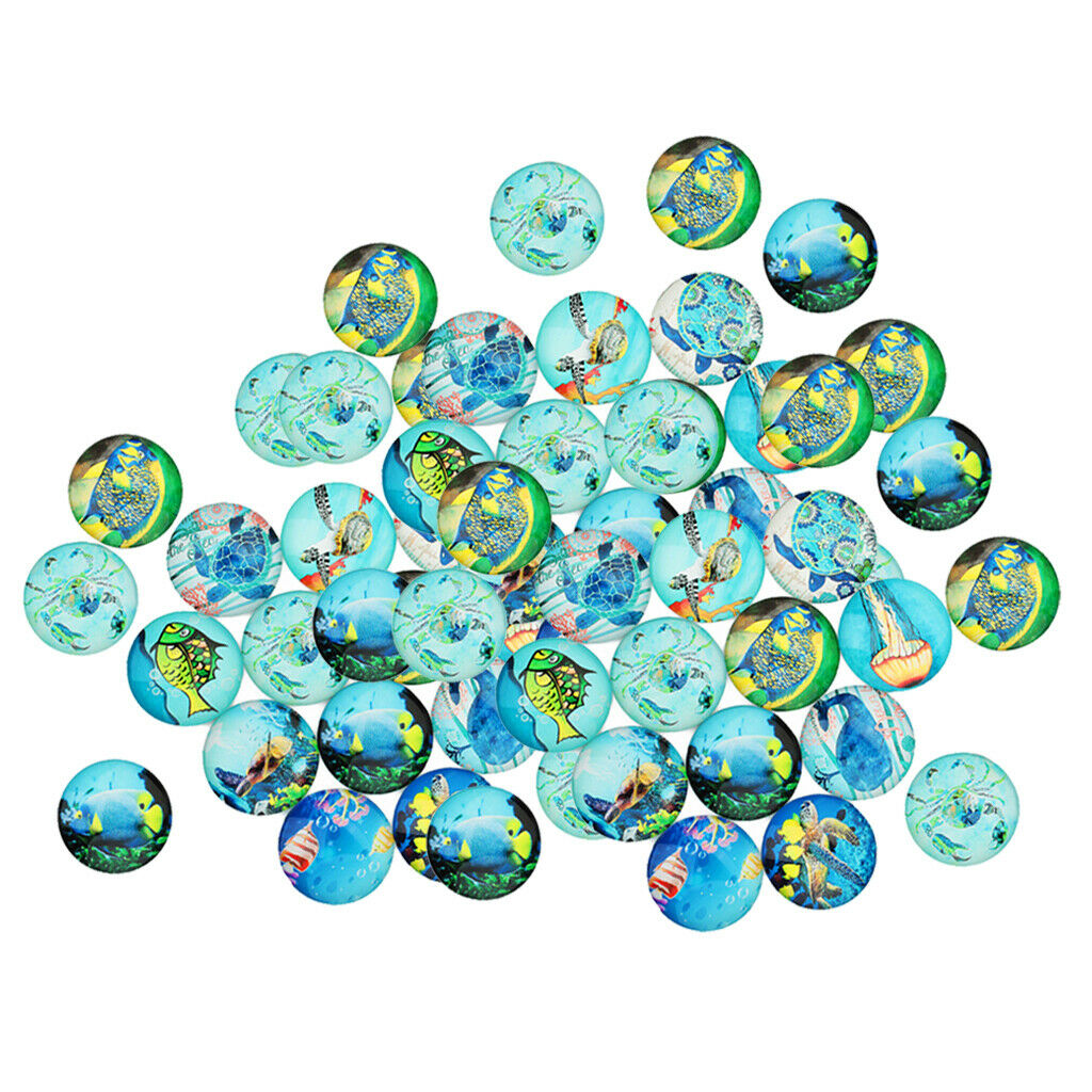 60 Pack 12mm Glass Cabochons Mosaic Printed Glass Dome Cabochons Mosaic Tiles