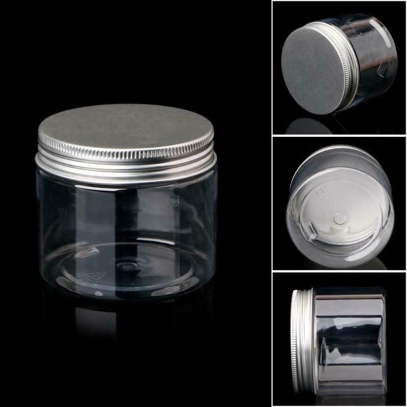 150ml Clear Round PET Jar With Aluminium Screw Lid Food Storage Container Sealed