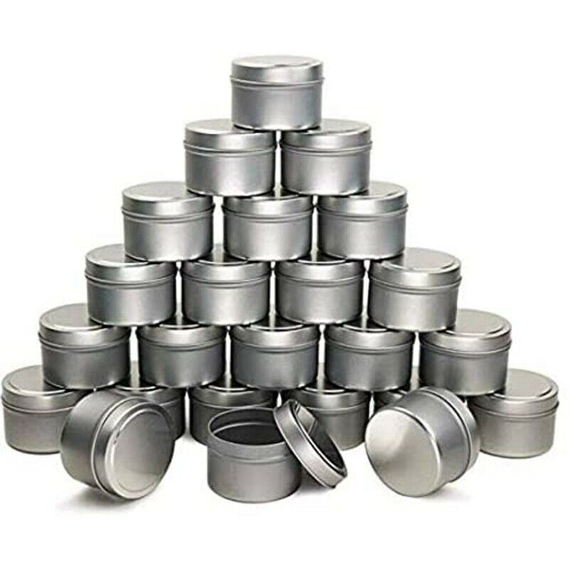 4 Oz Metal Tins/Candle Tins (24-Pack), Round Containers with Slip-on Lids foC6B6