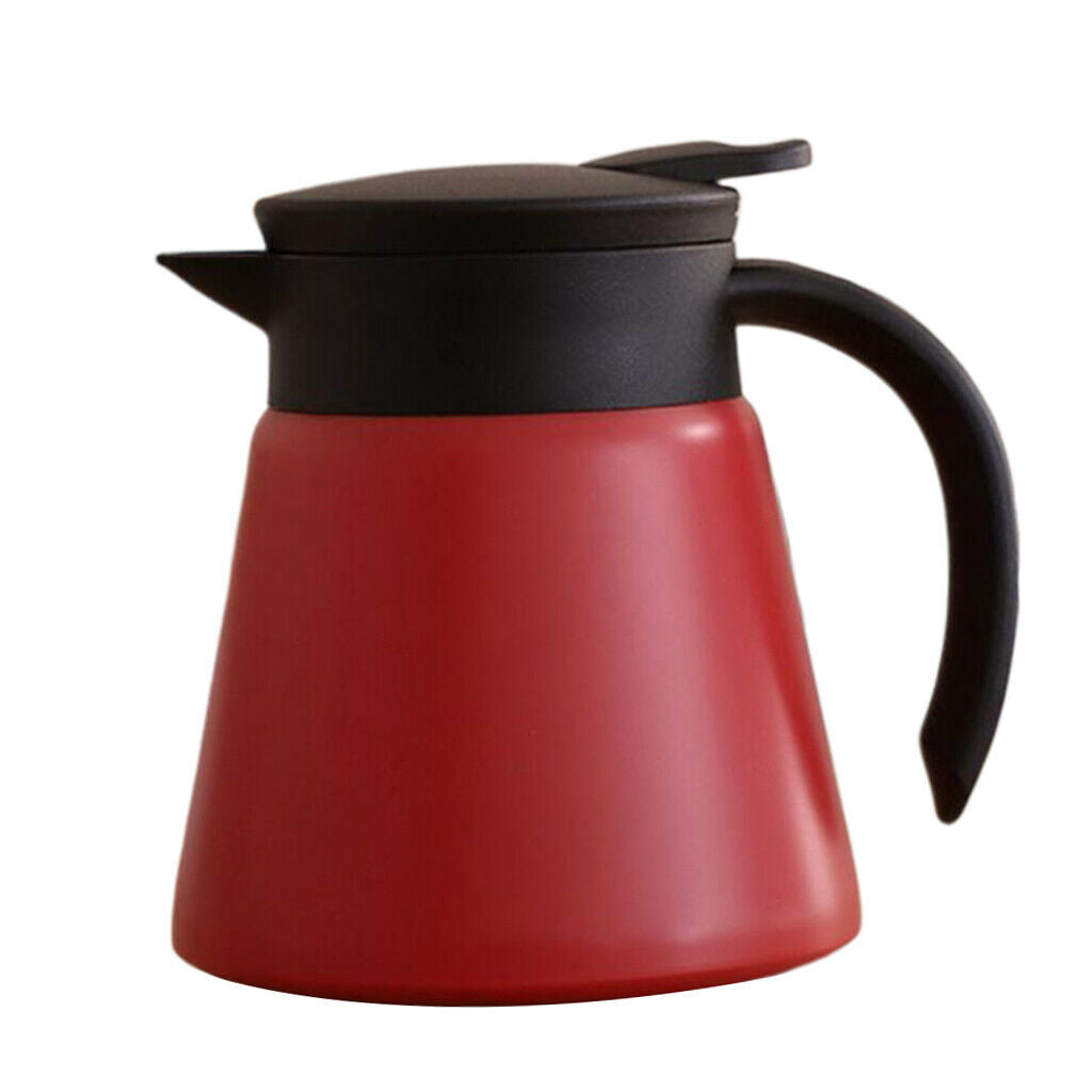 650ml Stainless Steel Vacuum Insulation Pot Tea Jug Hot Drinks -Red