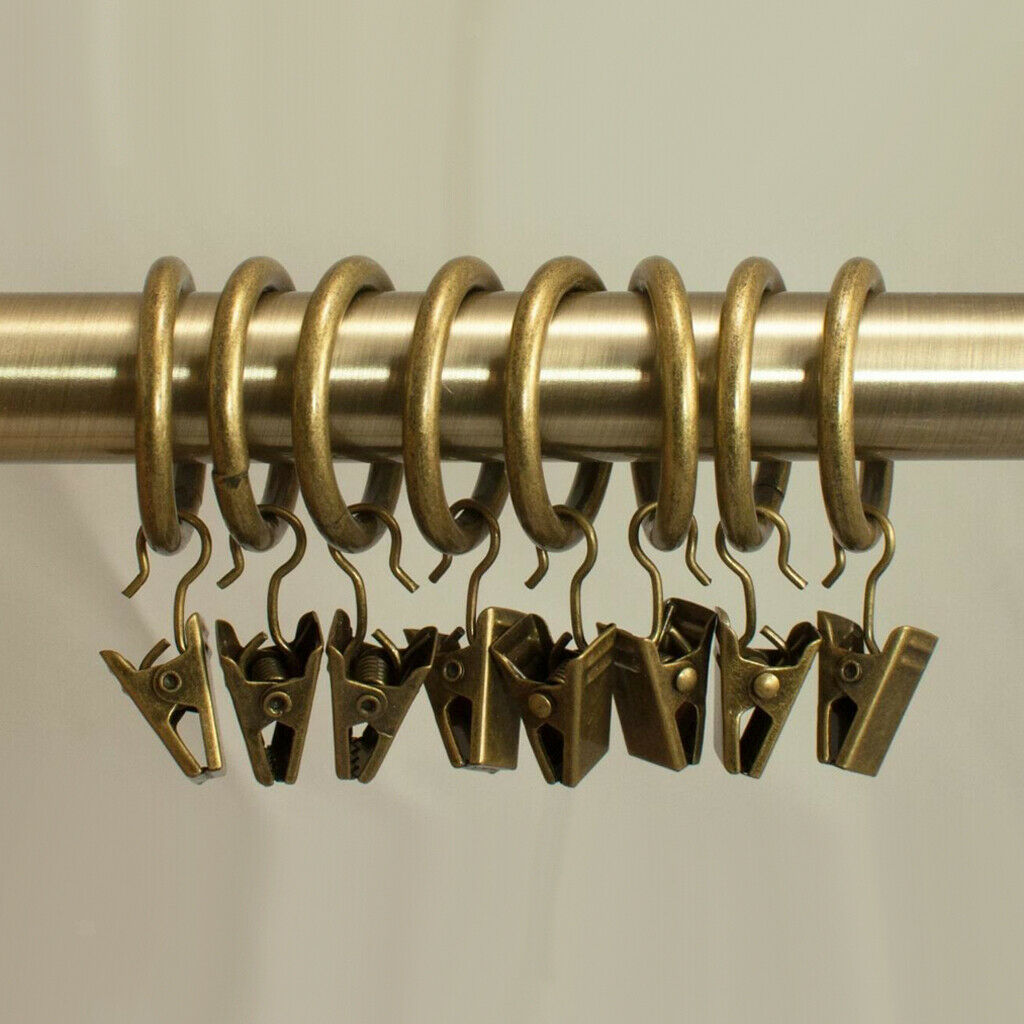 36 Pieces Metal Curtains Rings for Curtains with Clips Bronze 25mm