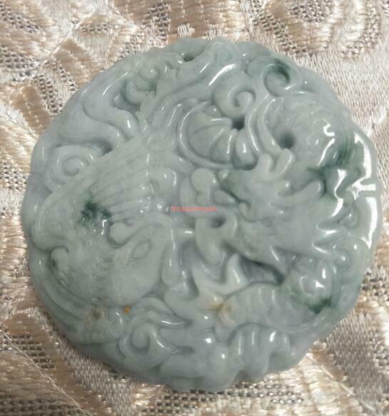 Certified Lavender Green Natural A Jade jadeite pendant Dragon Phoenix é¾™å‡¤