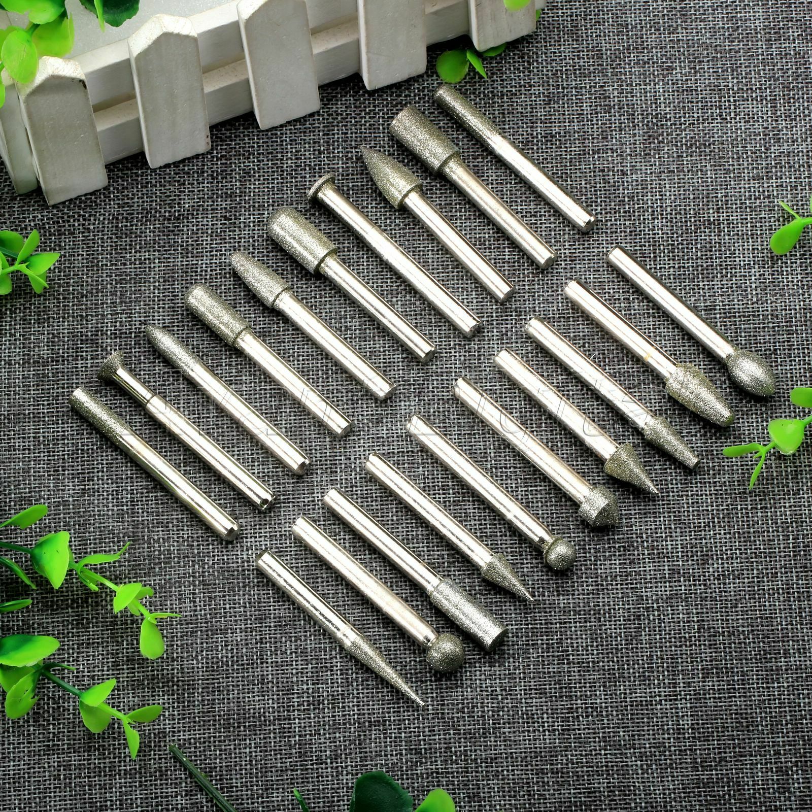 20pcs Diamond Coated Rotary Points Grinding Cutting Burrs Drill Bit Grinder Tool