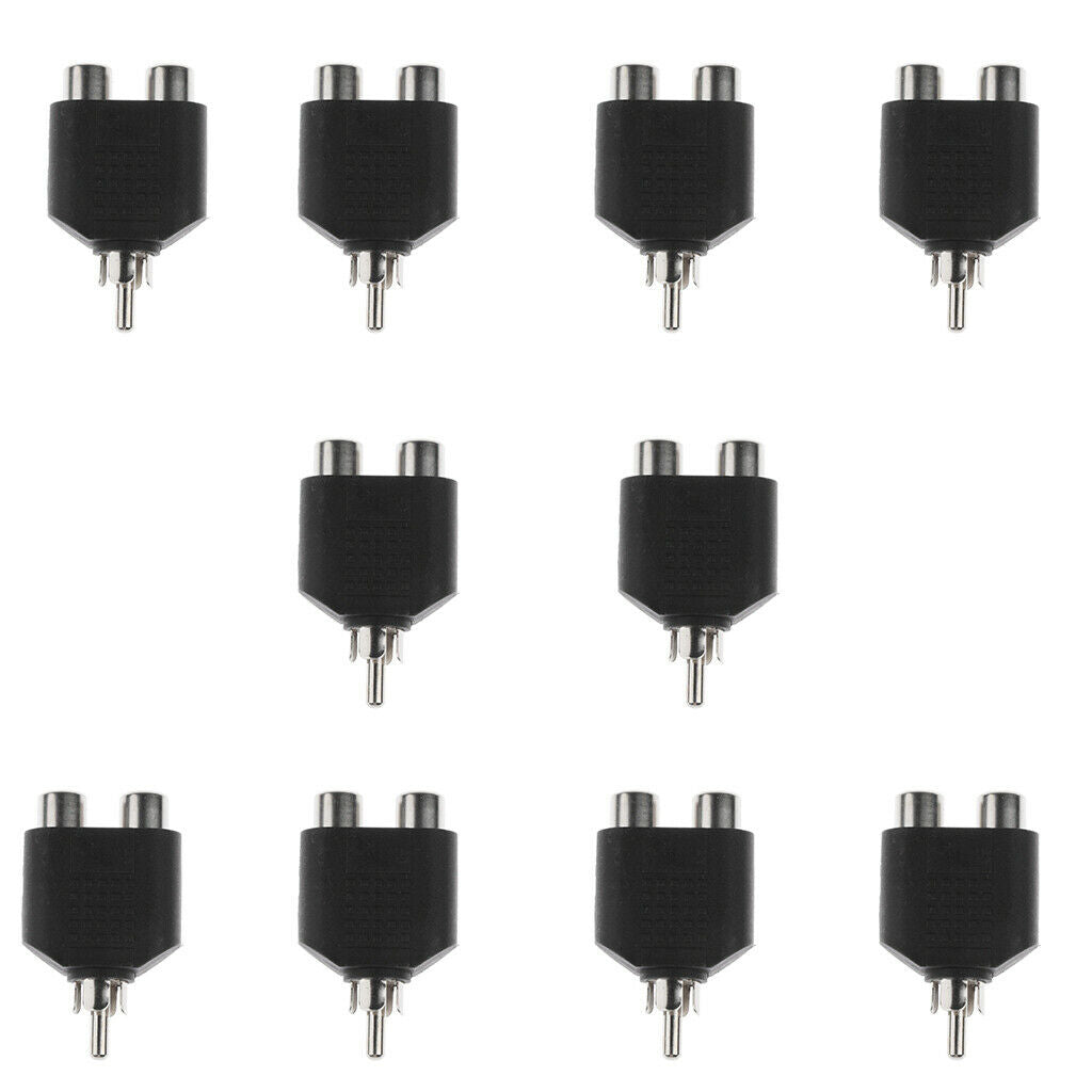 10Piece RCA Y Splitter Adapter 1 Male to 2 Female Audio Cable AV Converter