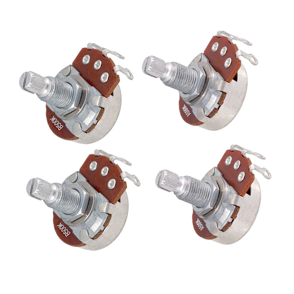 Metric Full Size 18mm Split Shaft Pots A500K & B500K Guitar Potentiometers (4
