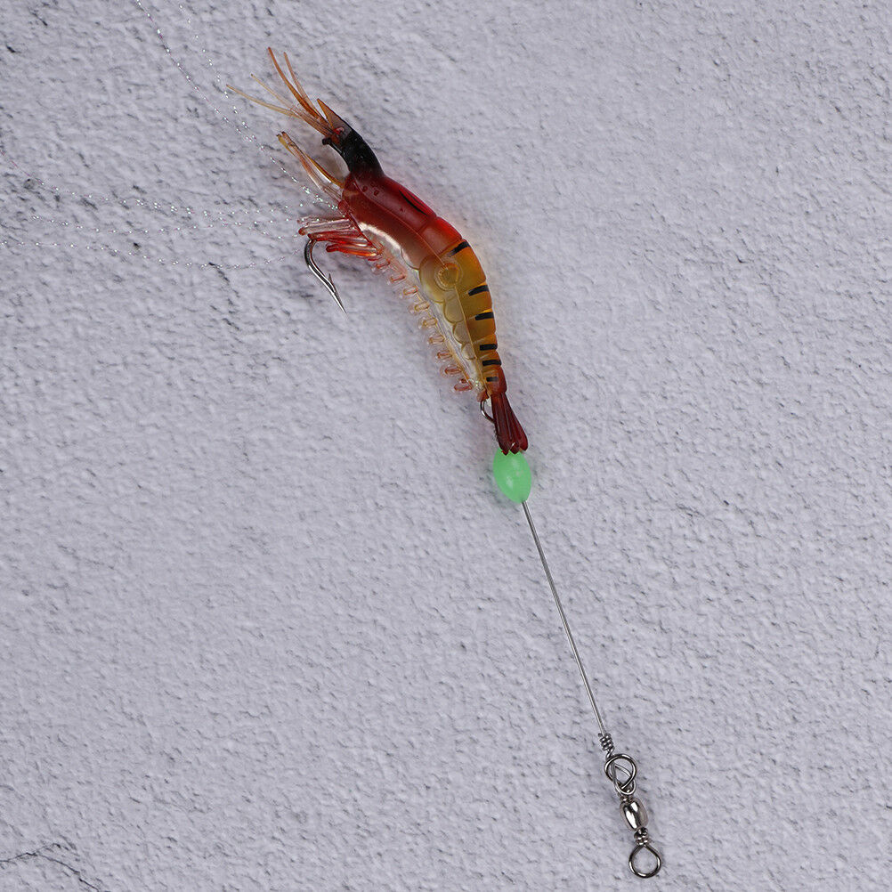 2pcs 9cm/6g Shrimp Soft Lure Fishing Artificial Bait With Glow Hook Swivels!eJBD