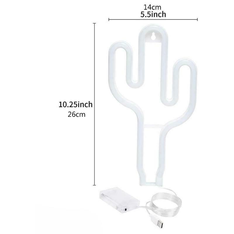 Cactus Neon Sign Light for Wall Decor USB or Battery Operated Living Room Decor