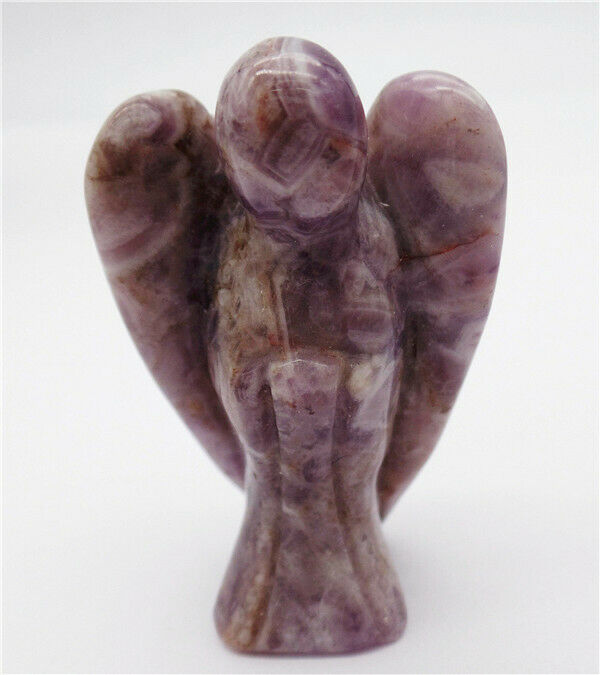 50x30x19mm Natural Purple Amethyst Carved Angel Statue Healing Decoration HH8106