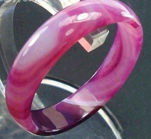 58--60mmChinese & Natural Pink Lavender agate Jade/ Gems Bracelet Bangle-Pink AA