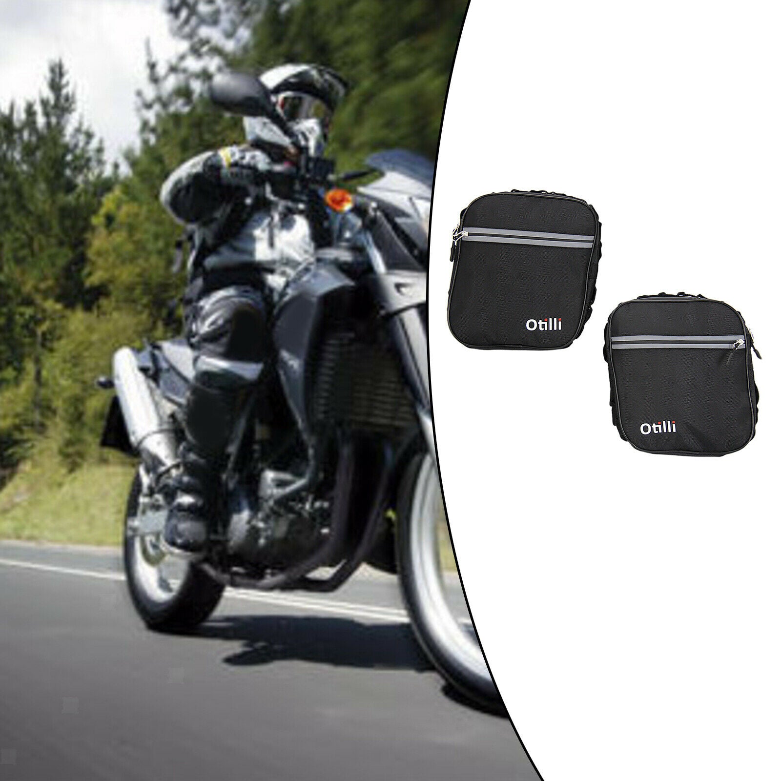 1 Pair Motorbike Waterproof Frame Crash Bar Bags for BMW R1200RT Black