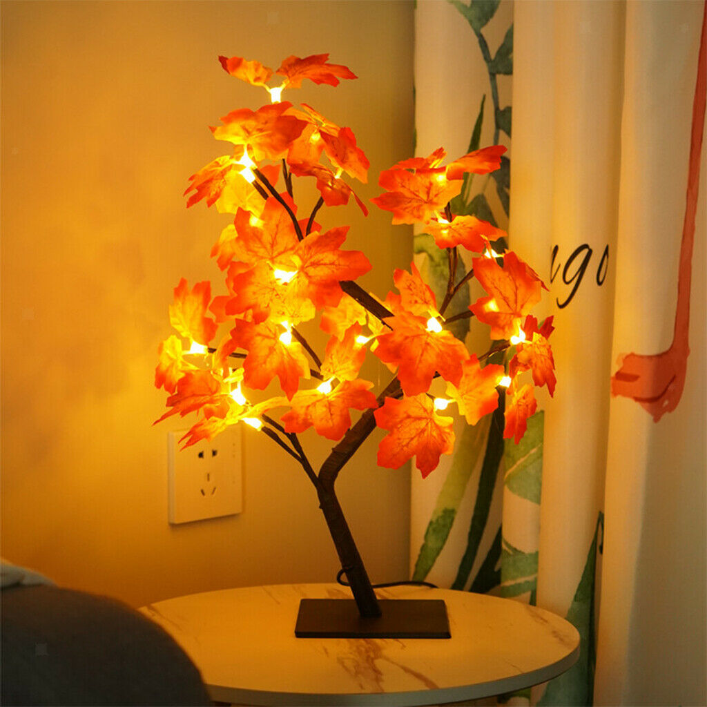 USB Tabletop Lamp Autumn Maple Leaf Tree Light  DIY Wedding Decoration