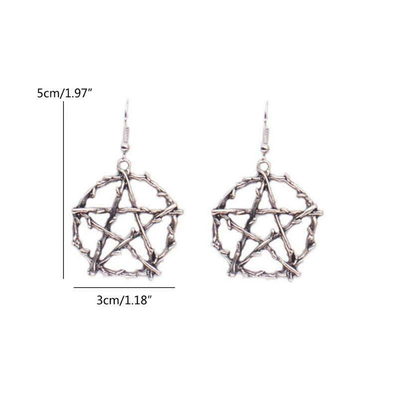 Gothic Pentagrams Earrings Pentagrams Zinc Alloy Pendant Goth Gift for Women