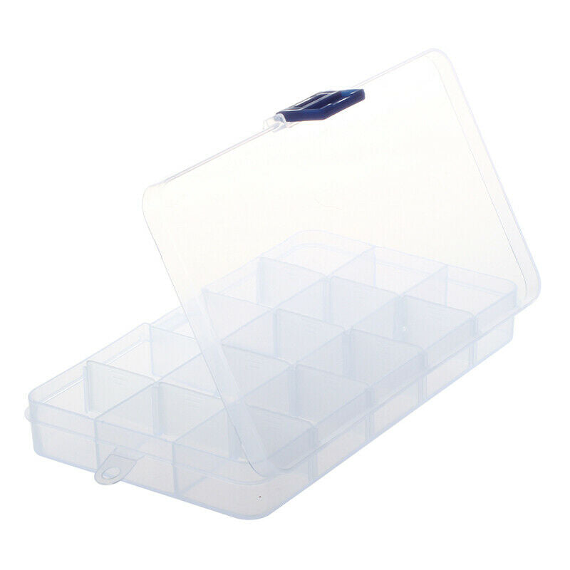 Plastic Box 15 Grid Adjustable Organizer Jewelry Bead Storage Container