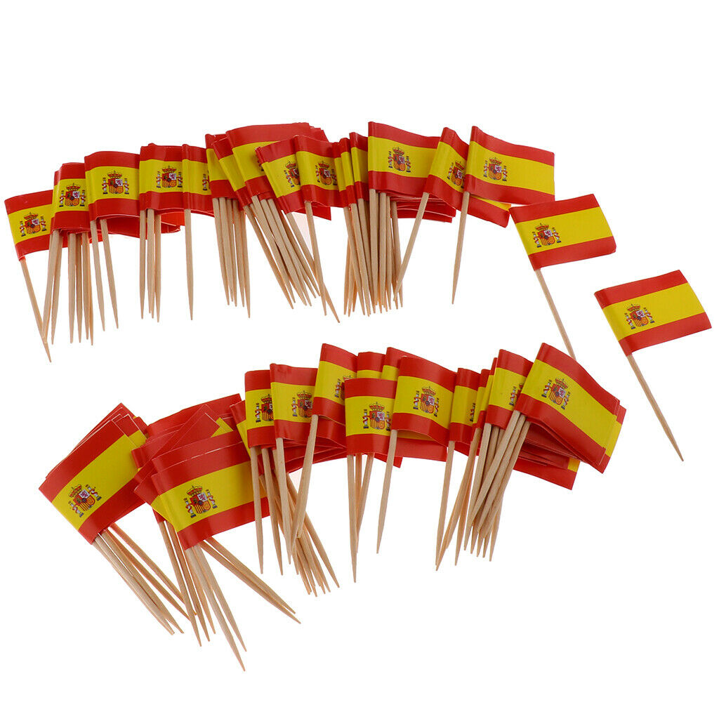 200 Pieces Decorative Flag Toothpicks Party Food Decorations Spain