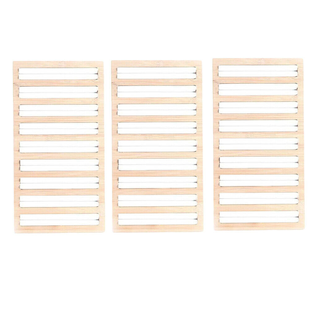 3pcs Bamboo Wooden Jewelry Display Plate Ring Earring Storage Stand for Shop