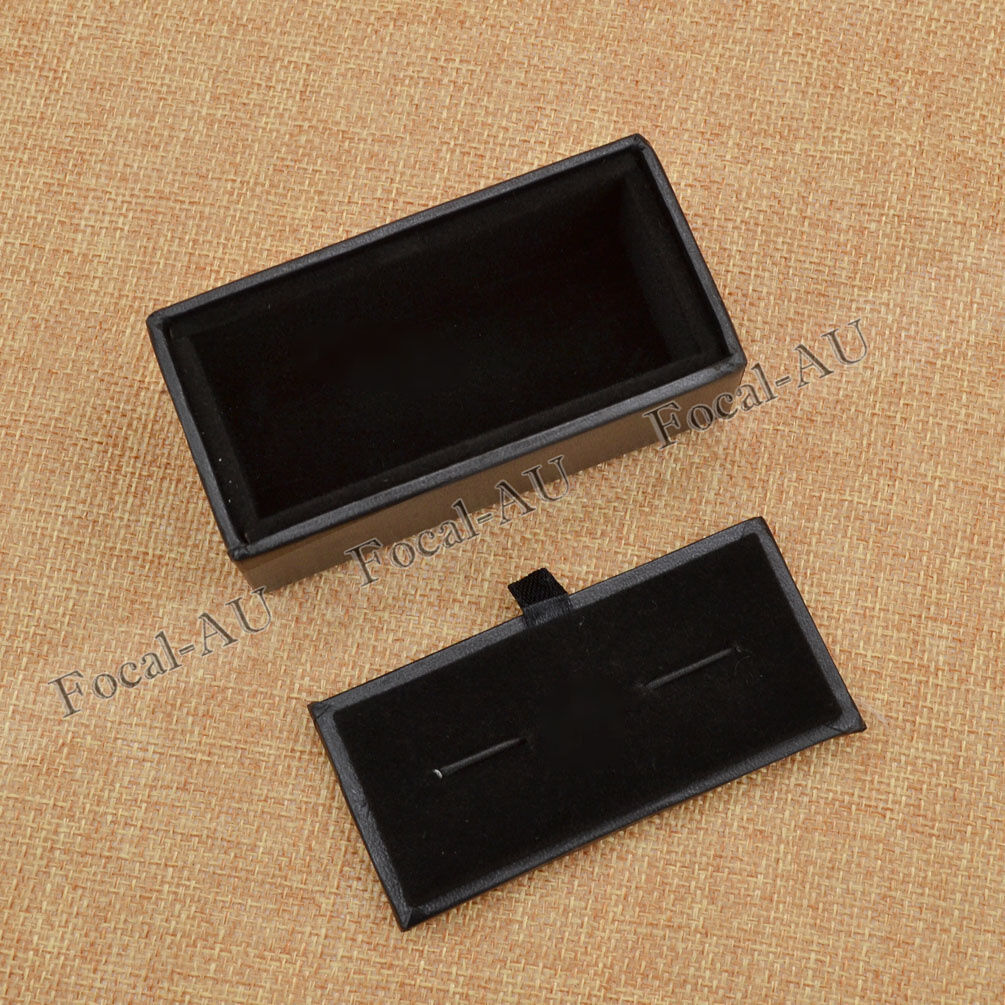 Men Cuff-link Storage Boxes Black PU Leather Jewellery Display Holder Case Gift