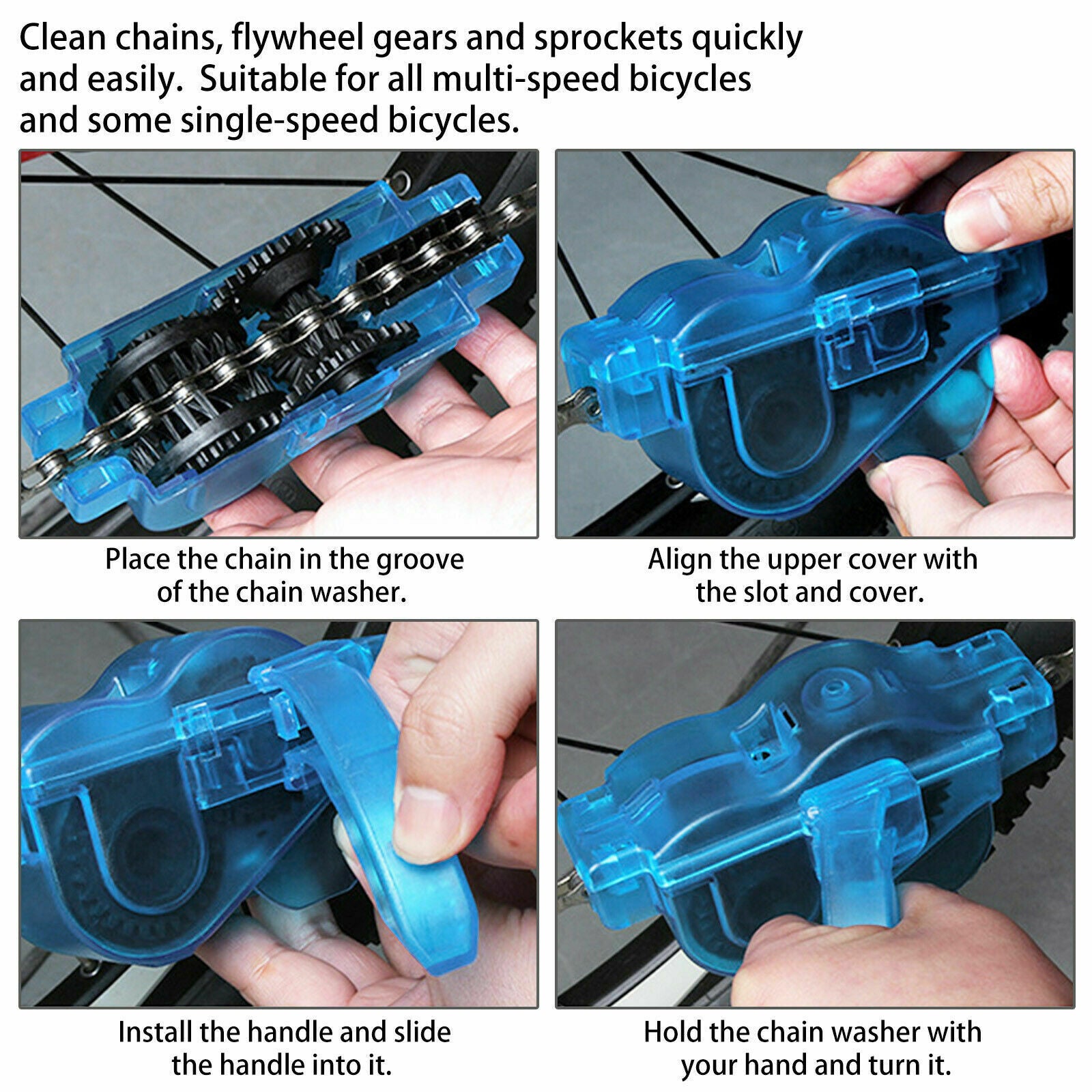 Bicycle Chain Cleaner Bike Wash Cleaning Tool Cycling Scrubber Brushes Wheel Kit