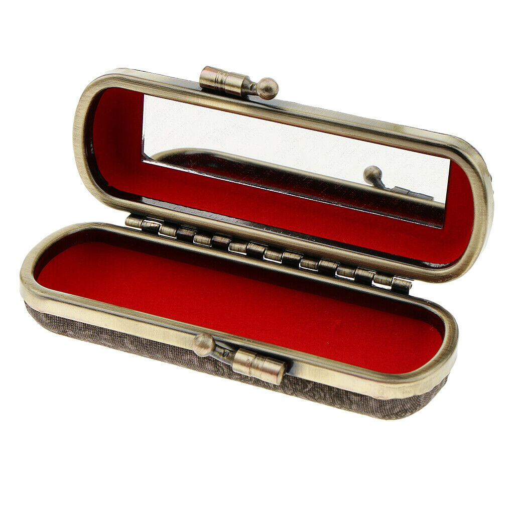 Beauty Design Lipstick Lip Gloss Case Storage Box Holder with Mirror Gray Rose