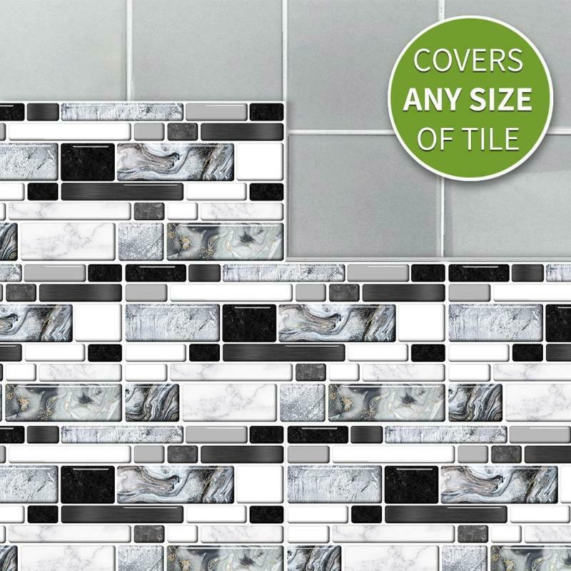 27pcs Imitation Gray Agate Marble Tile Stickers DIY Self Adhesive Kitchen Floor