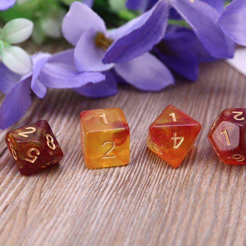 7pcs D20 Polyhedral Dice Glitter Double Colors 20 Sided Dices Table Board Game