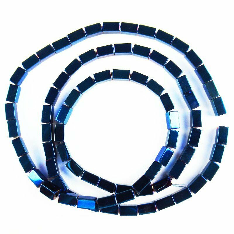 2Strand 5x3x3mm Blue Hematite Oblong Pendant Loose Bead 15.5 " 13g A-476TS