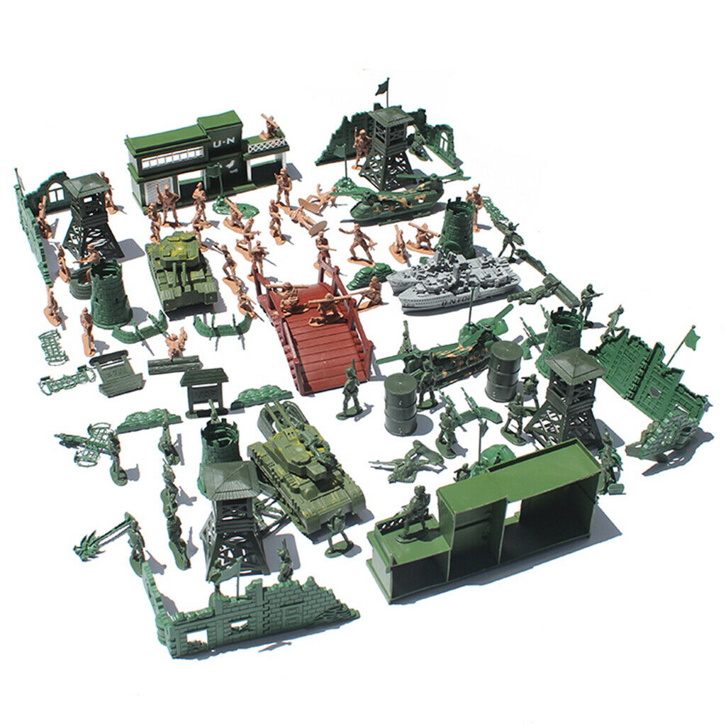 130 Pieces Army Action Figures and Accessories (5cm Army Soldiers in 2 Colors)