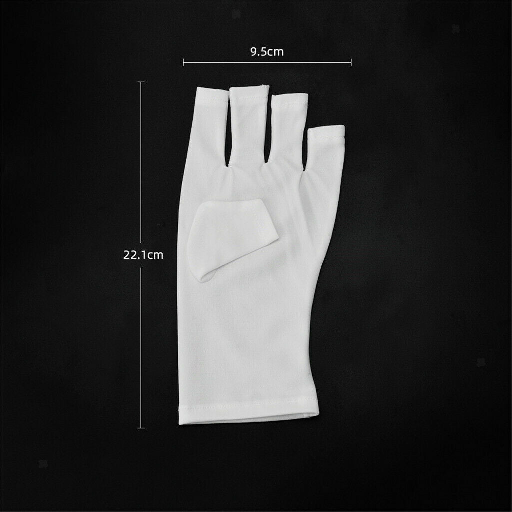 Fabric Anti UV Fingerless UV Protection Gloves for Nail Art Lamp White