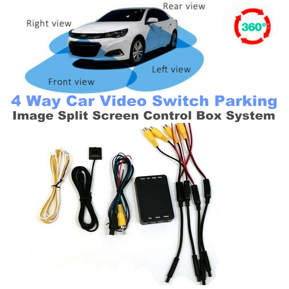 4 Way Car Video Switch Parking Camera View Image Split Screen Control Box System