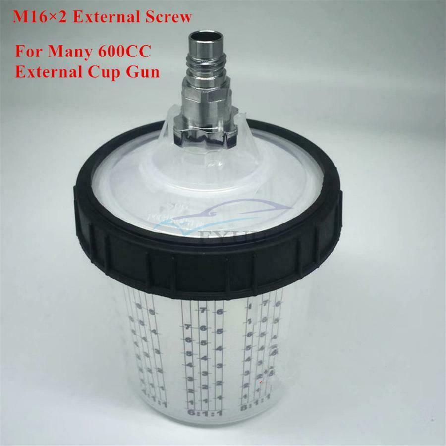 M16mm x2 External Copper Adapter Paint Mixing Cup Kit For 600cc External Cup Gun