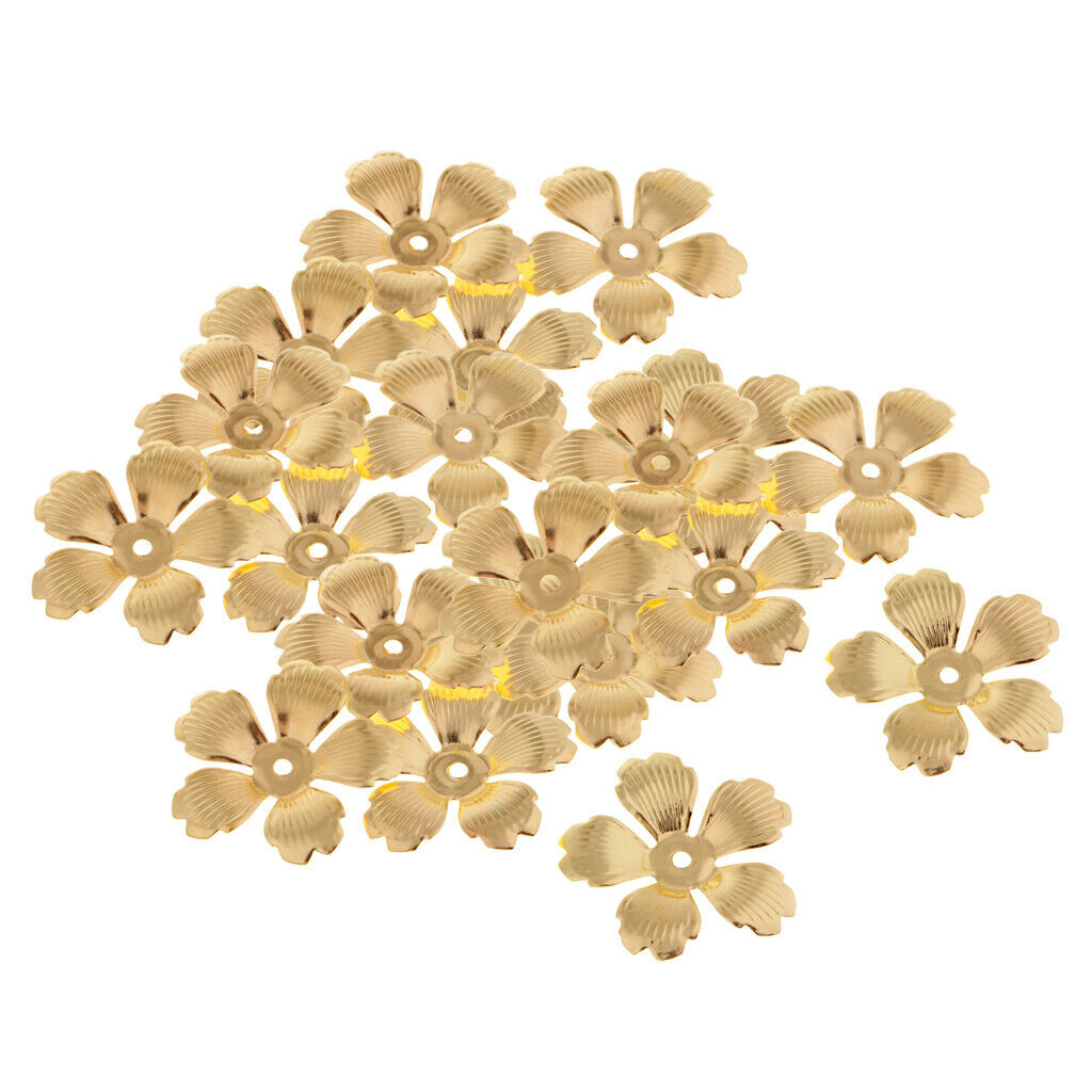 30pcs Metal Golden Hollow End Flower Bead Caps 32mm DIY Jewelry Findings