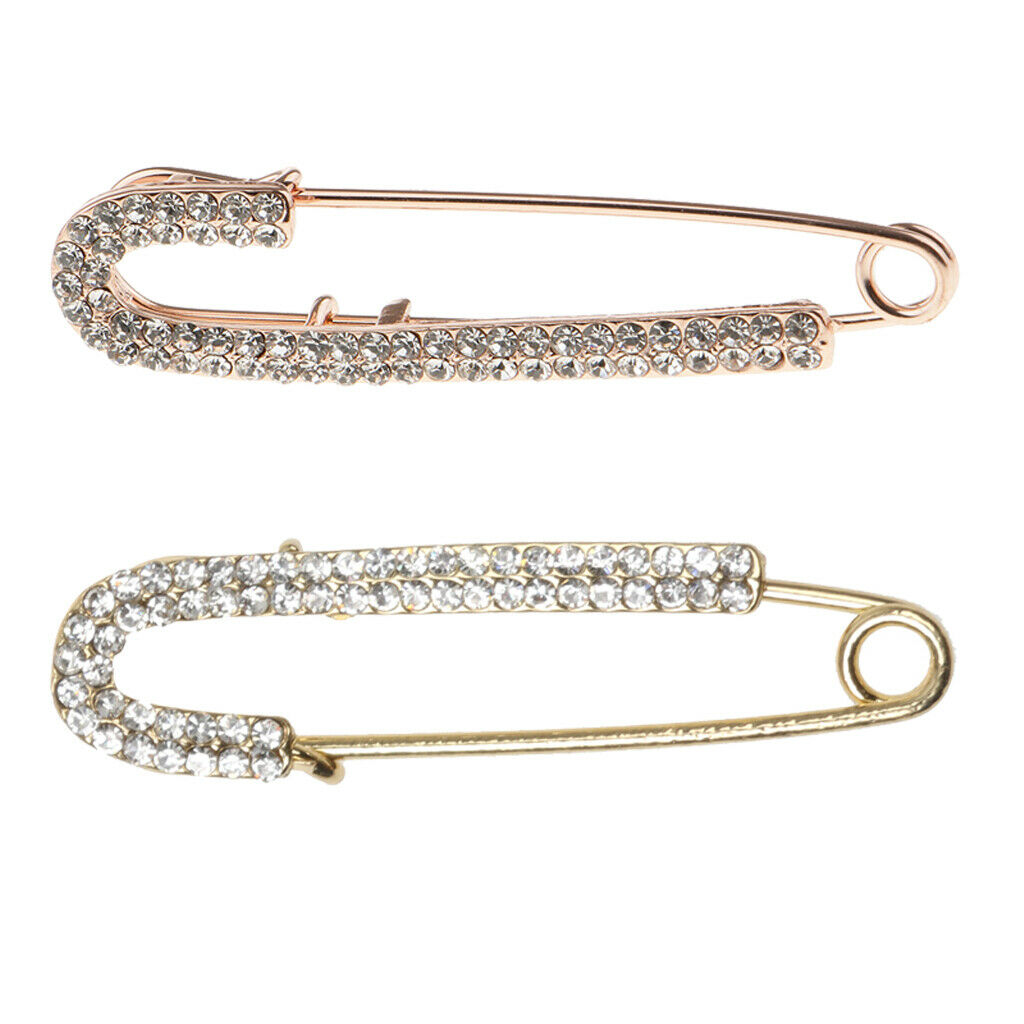 2pcs Crystal Breastpin Rhinestones Broochpin Cardigan Sweater Hat Scarf Pin